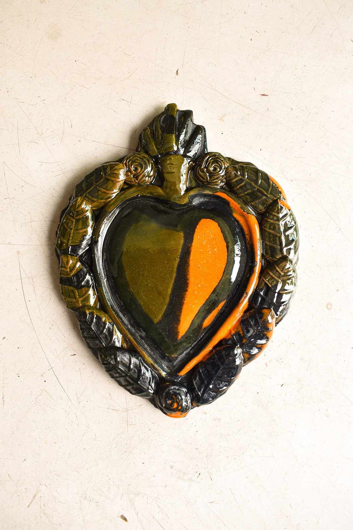 Exvoto corazón grande naranja