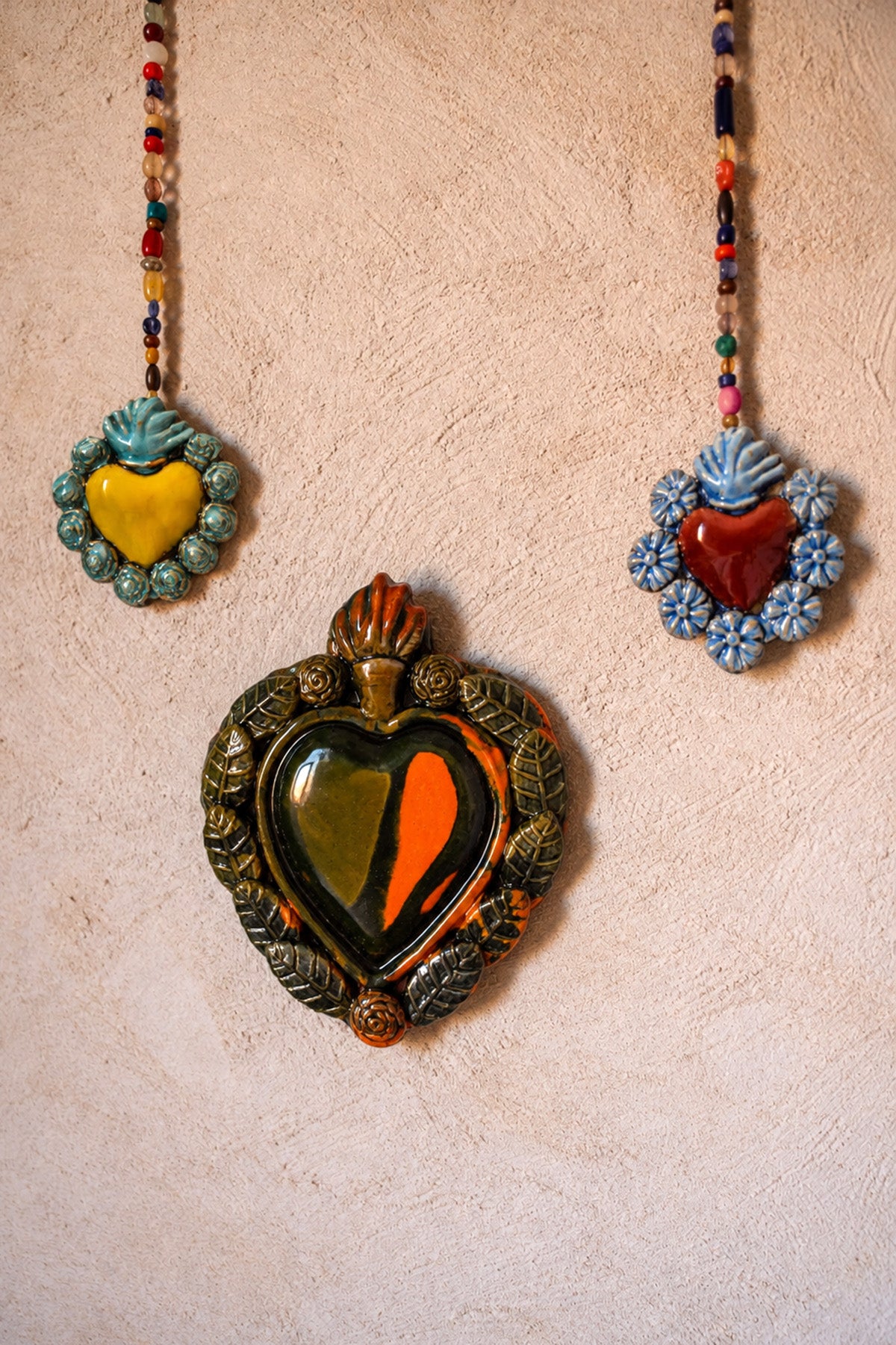 Exvoto corazón azul/rojo