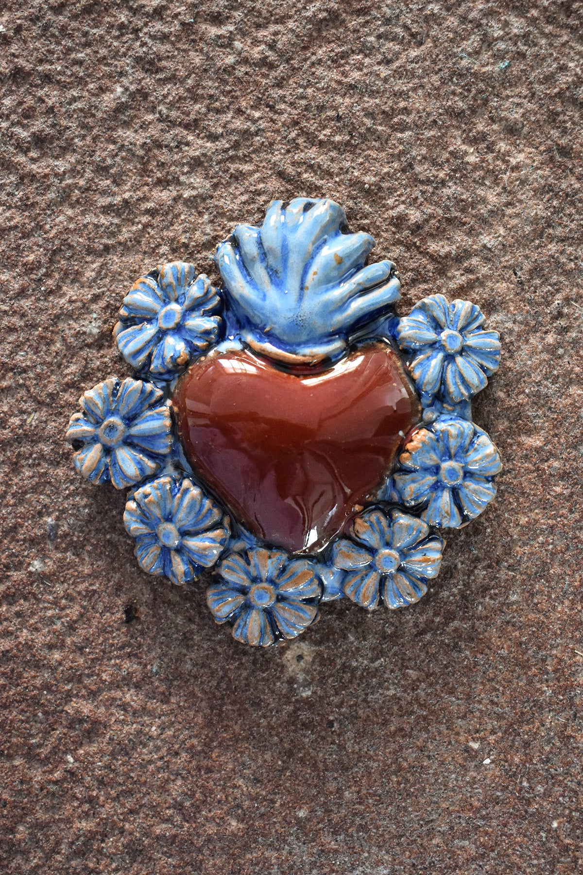 Exvoto corazón azul/rojo