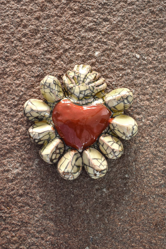 Exvoto corazón rojo/crema