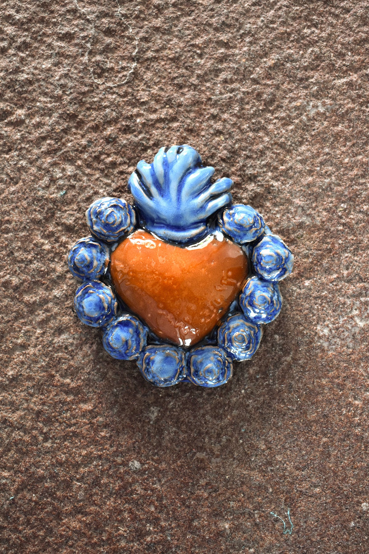 Exvoto corazón azul/naranja