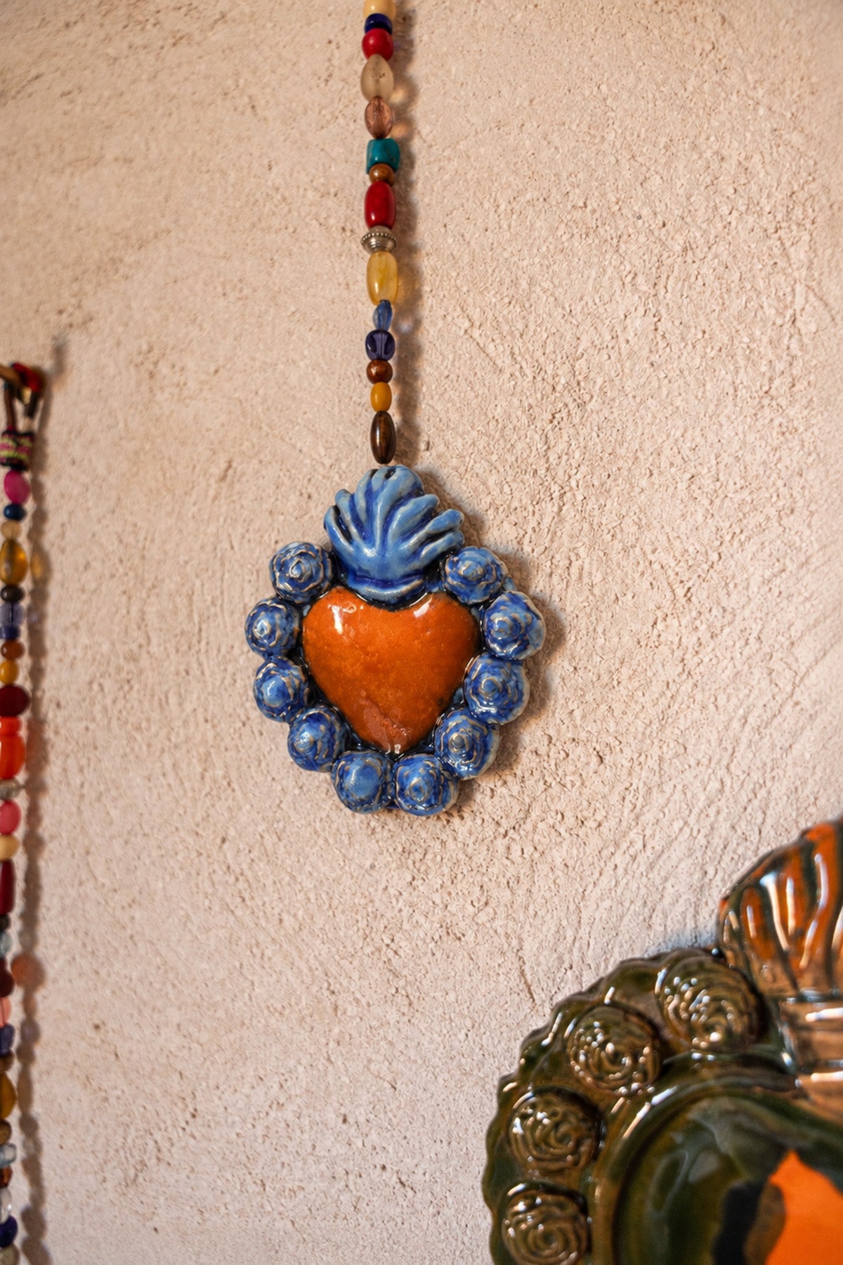 Exvoto corazón azul/naranja