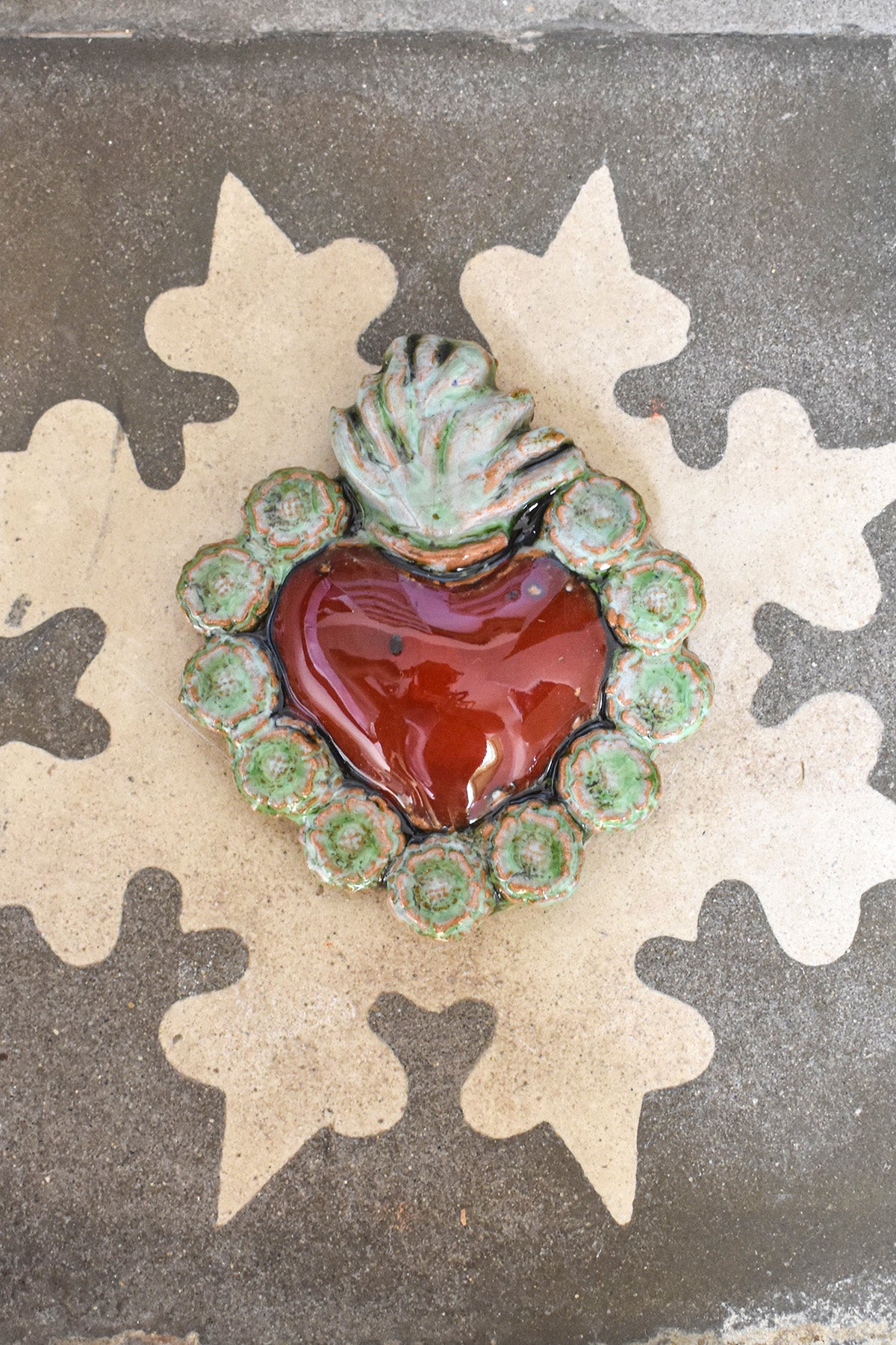 Exvoto corazón verde/rojo II