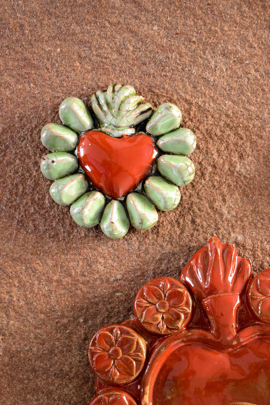 Exvoto corazón verde/rojo