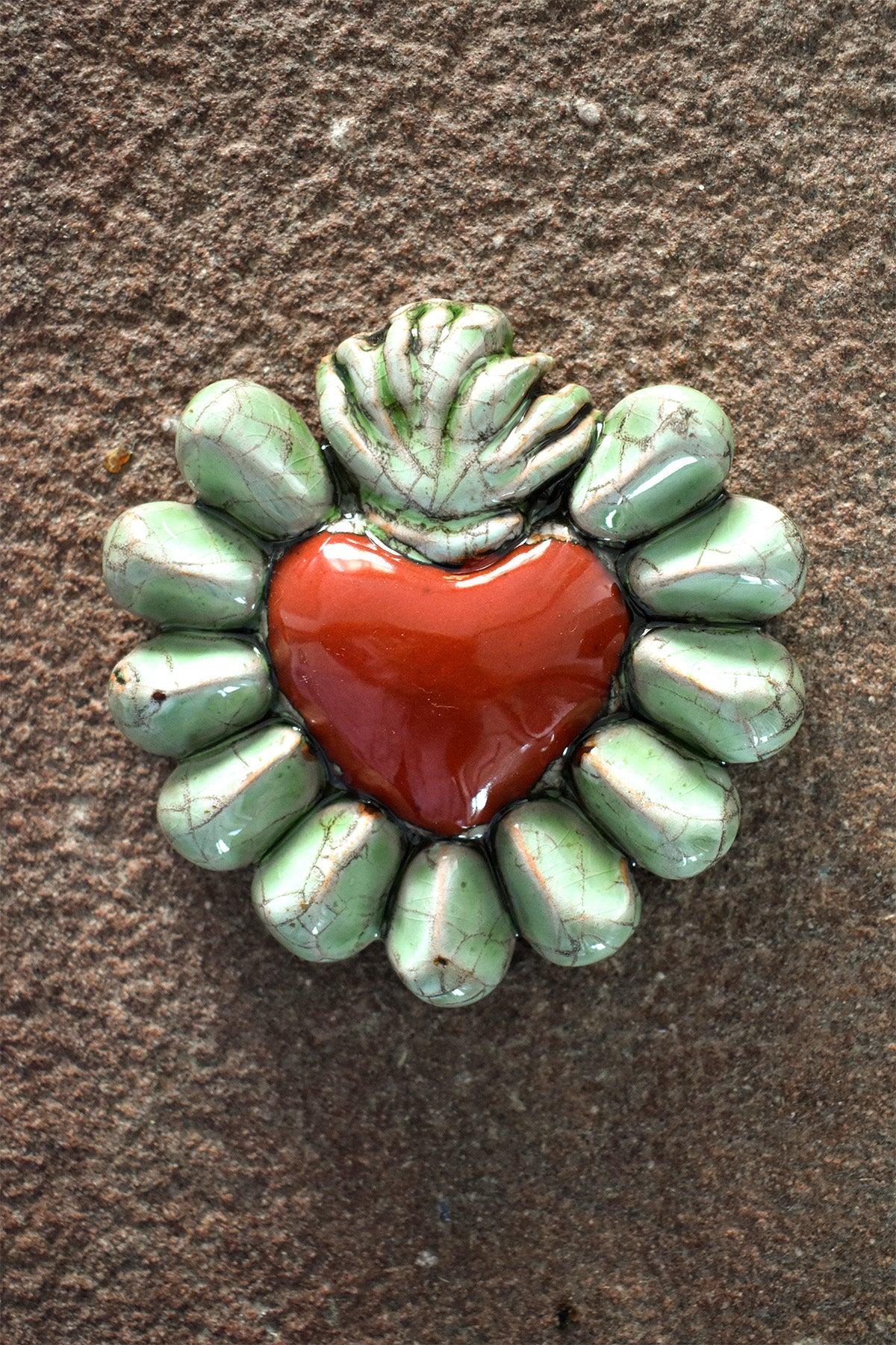 Exvoto corazón verde/rojo