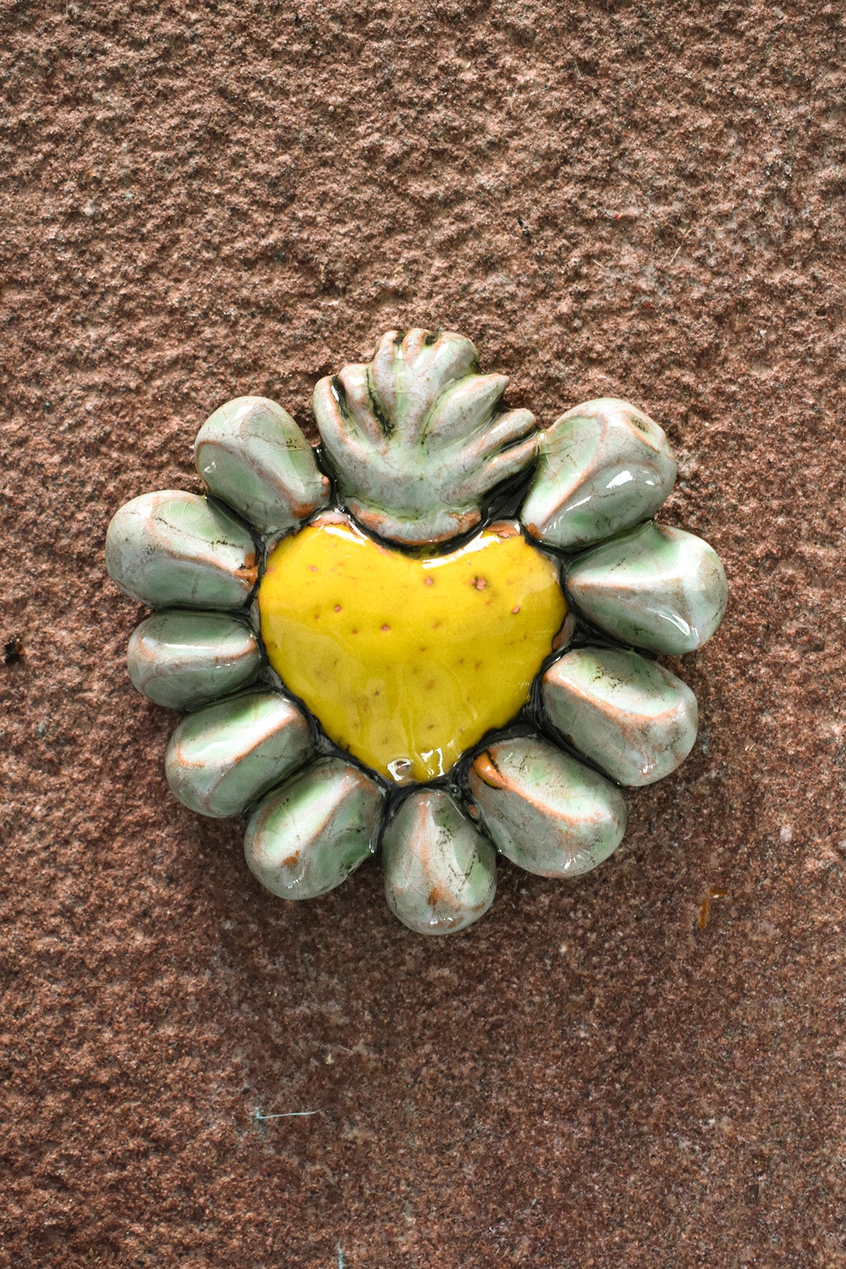 Exvoto corazón verde/amarillo