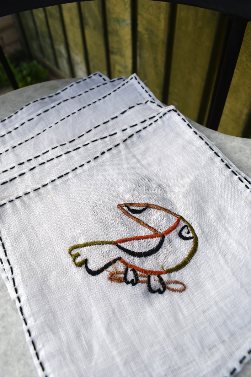 Pack 6 Servilletas Lino Bordadas